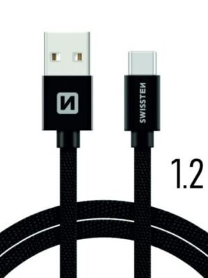 Dátový kábel Swissten textilný s USB-C konektorom a podporou rýchlonabíjania
